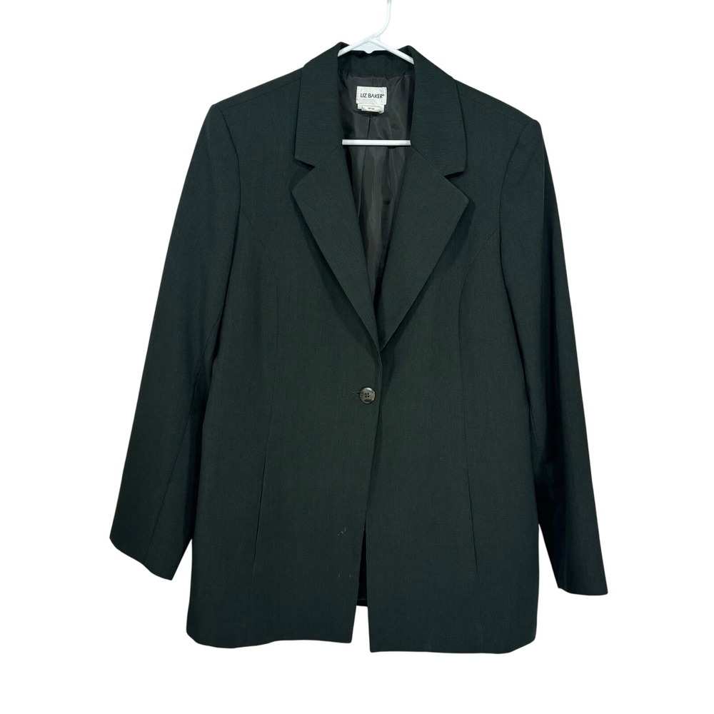 Liz Baker Green Blazer Jacket Womens Size 10 One Button Academia Preppy Casual